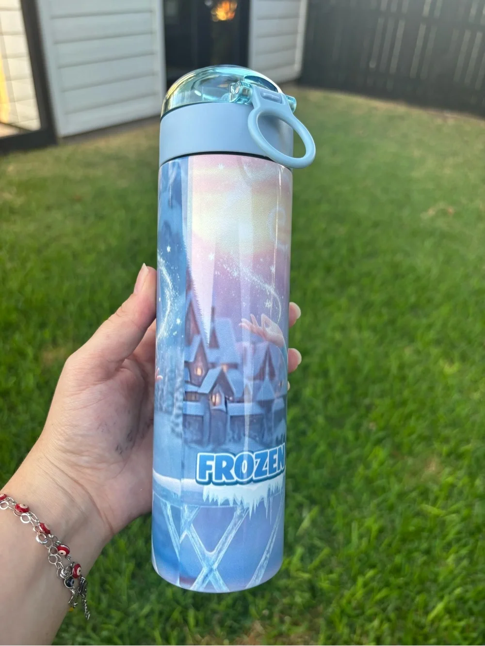 Elsa Blue Stainless Steel Kids Water Bottle - Frozen Theme 16oz